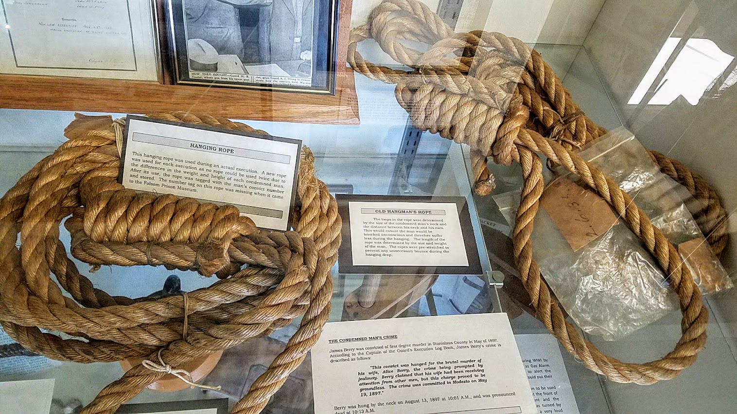 Hanging ropes: A somber reminder of Folsom's past, on display at the museum.